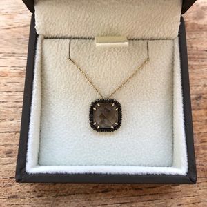 Smoky Quartz and Black Diamond pendant necklace